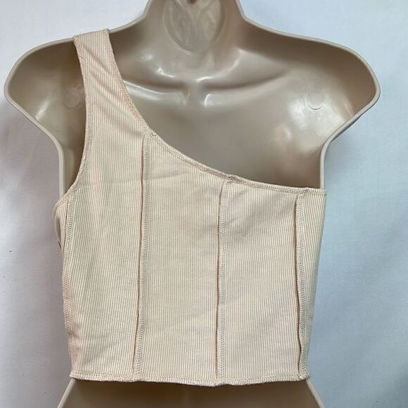 Super down one shoulder seamed crop cami top size medium NWT - Picture 5 of 11